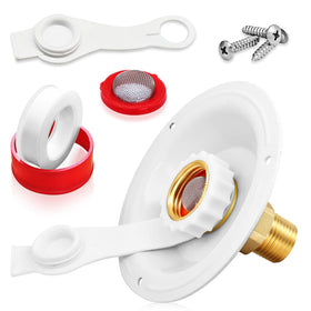 Boltigen front flange RV water inlet showing secure exterior mounting benefit