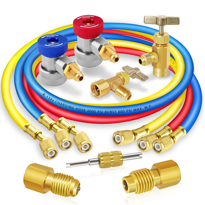 Boltigen front kit layout showing hoses can taps and adapters for easy identification and setup