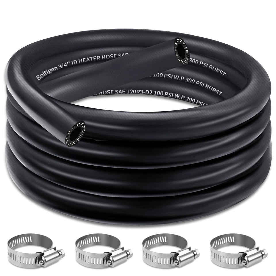 Boltigen front packaging showing 10ft hose and included clamps for quick install