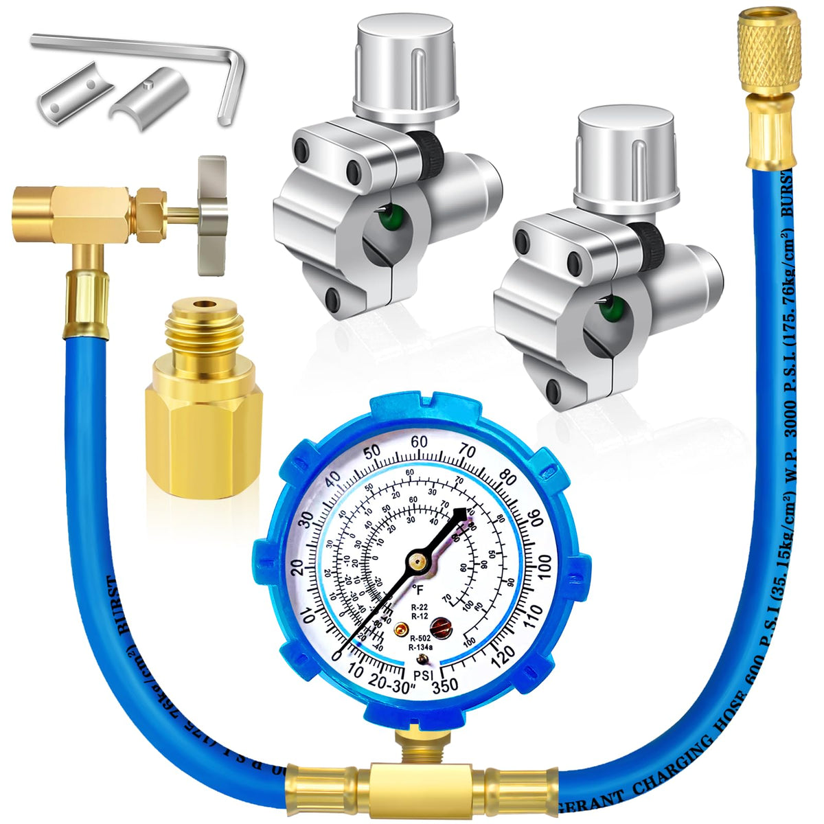 Boltigen front packaging and kit components showing included valves and adapter, durable materials benefit