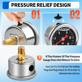 Boltigen gauge attached with hose clamp demonstrating secure fitment