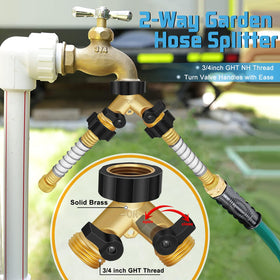 Boltigen hose splitter in use enabling two-water-lines benefit
