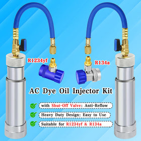 Boltigen injector connected to a car A/C port demonstrating easy in-field use benefit