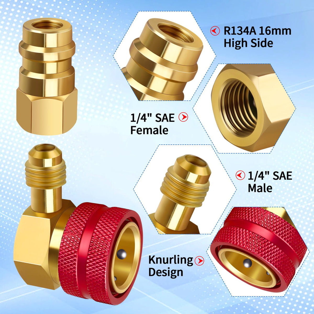 Boltigen adapter attached to low-pressure port showing correct color-coding benefit
