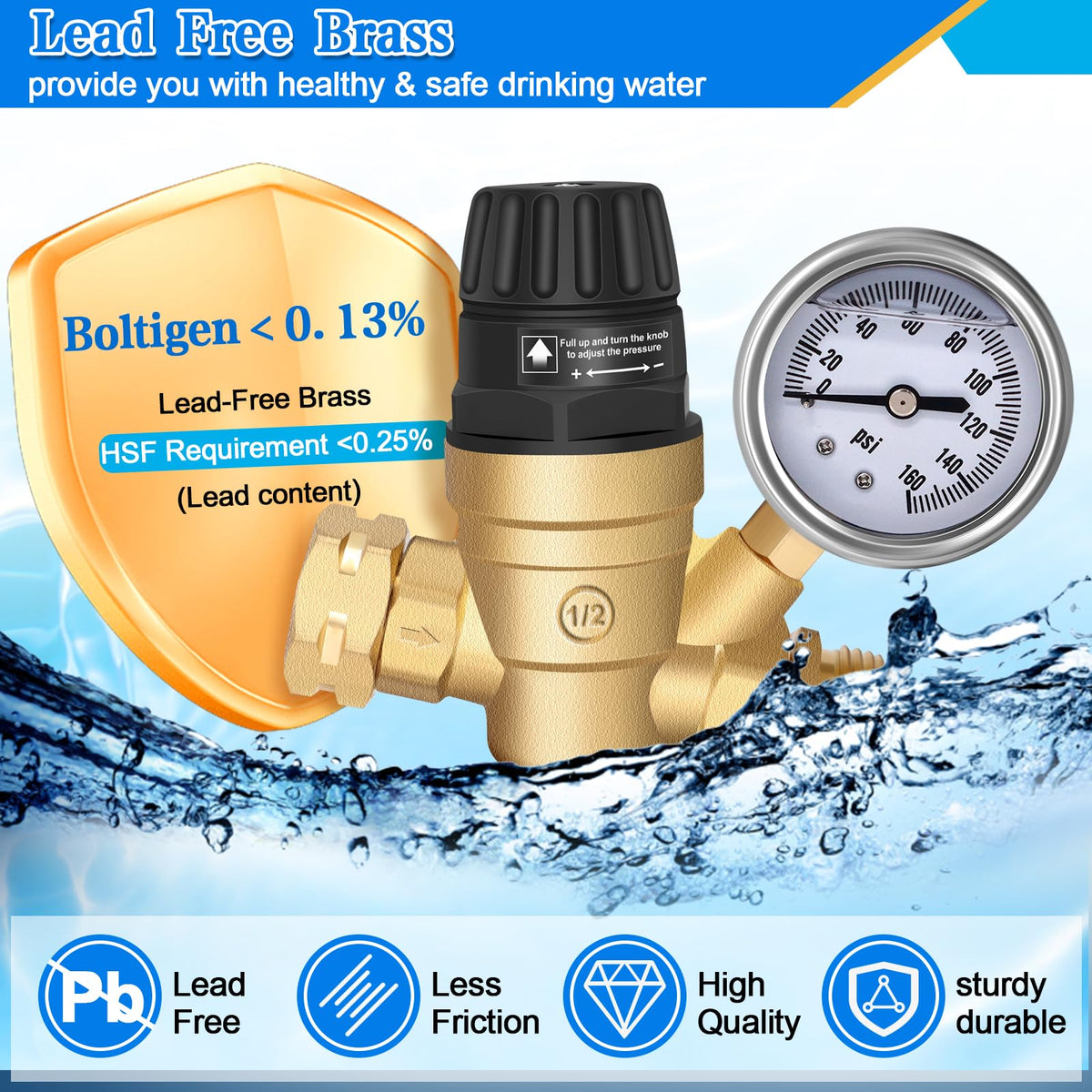 Boltigen installed on RV supply spigot showing plumbing protection benefit