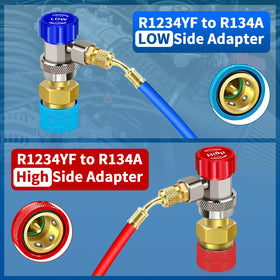 Boltigen blue low-side coupler detailed view for fast R1234yf to R134a access
