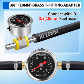 Boltigen gauge needle and scale close-up for precise pressure checks