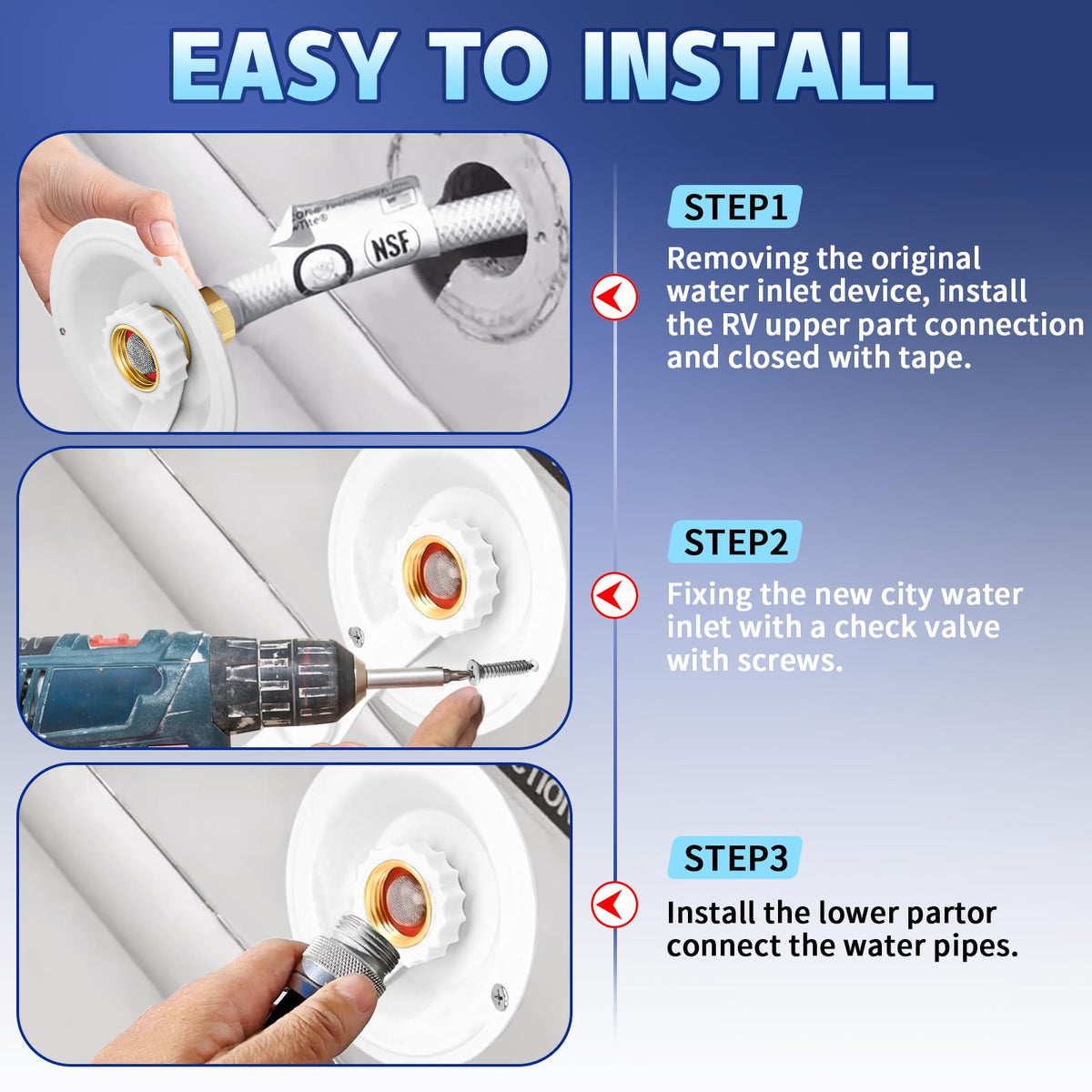 Boltigen inlet held in hand to show compact size and easy installation