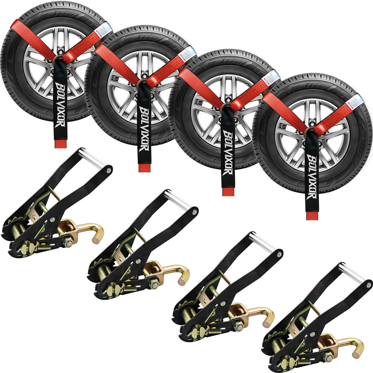 bolvixor front packaging showing four straps and clear specifications for hauling safety