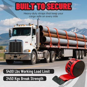 bolvixor strap securing heavy cargo on a flatbed truck for safety