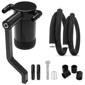 BOMLING front view of billet catch can showing compact design and fit