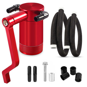 BOMLING front view catch can showing compact billet tank and fittings, durable protection