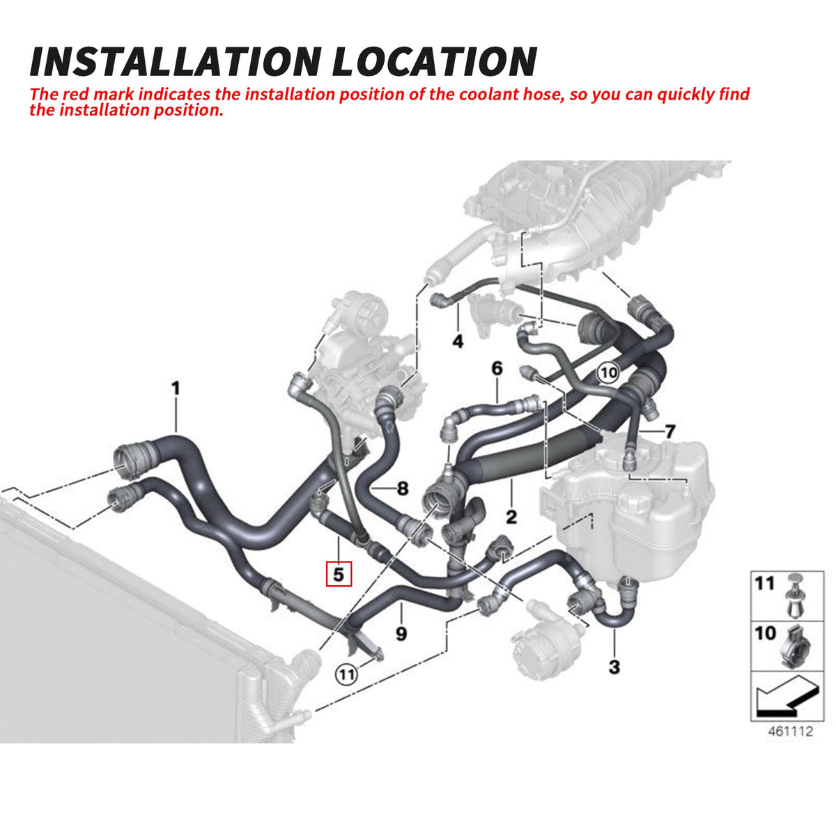 Bomunik hose label with part numbers showing easy verification benefit