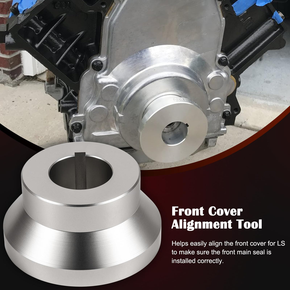 Bonbo alignment tool installed on crank snout showing easier seal placement advantage