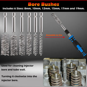 Bonbo bore brushes array offering variety for different injector seat diameters