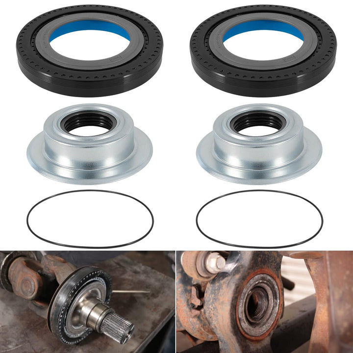 Bonbo front axle seal kit packaging showing all six pieces and part numbers, ensures correct fit