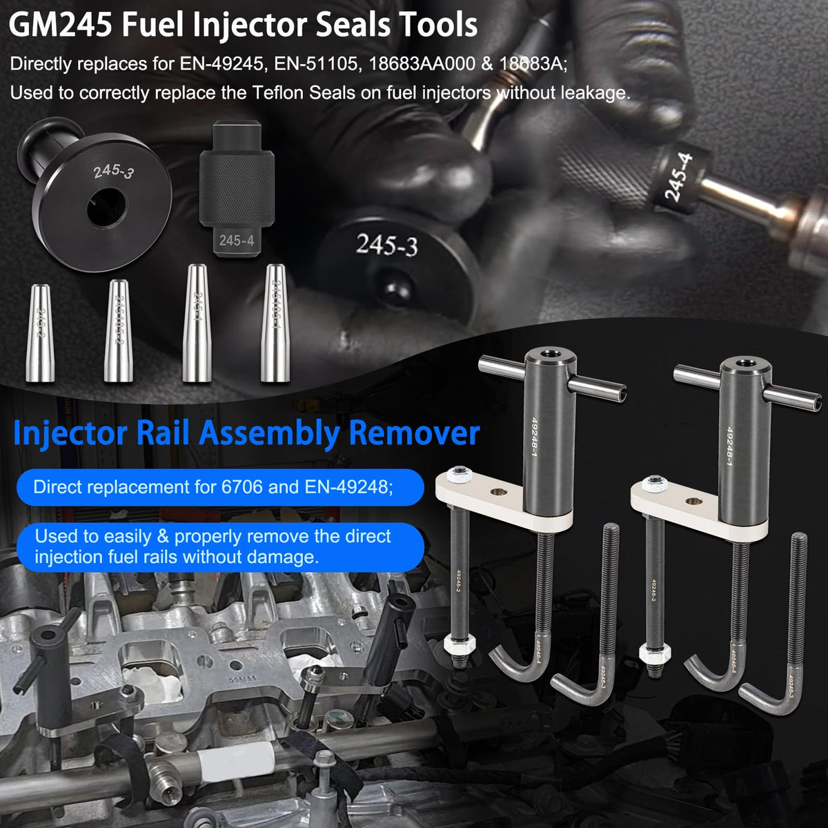 Bonbo detailed view of GM245-style seal tools demonstrating accurate seal handling
