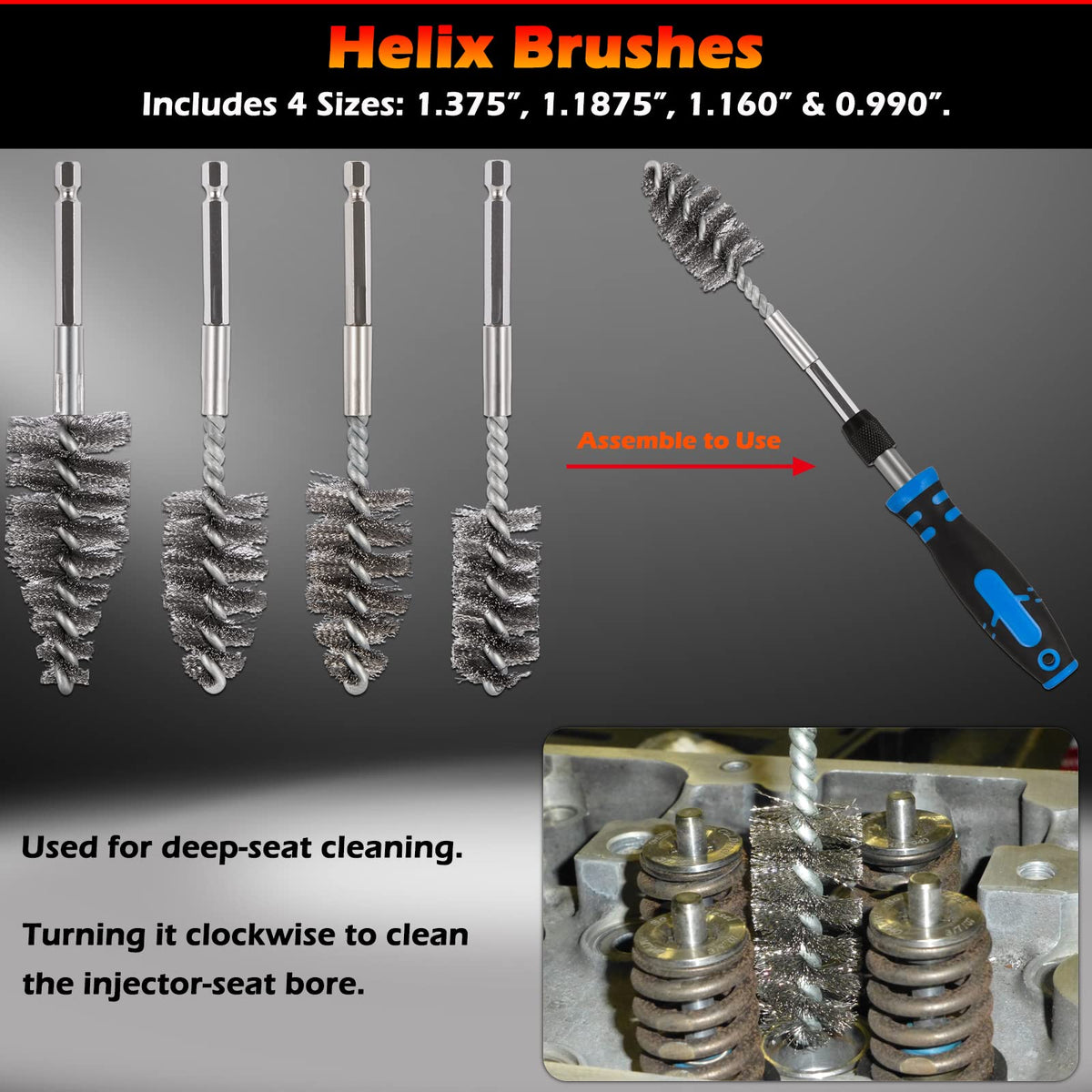 Bonbo helix brush close-up illustrating tight carbon removal performance