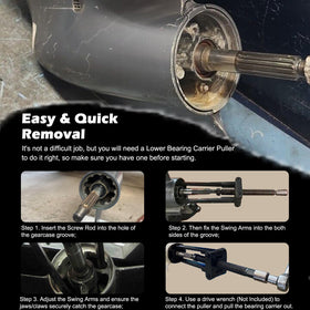Bonbo puller in use on an outboard lower unit for safe removal