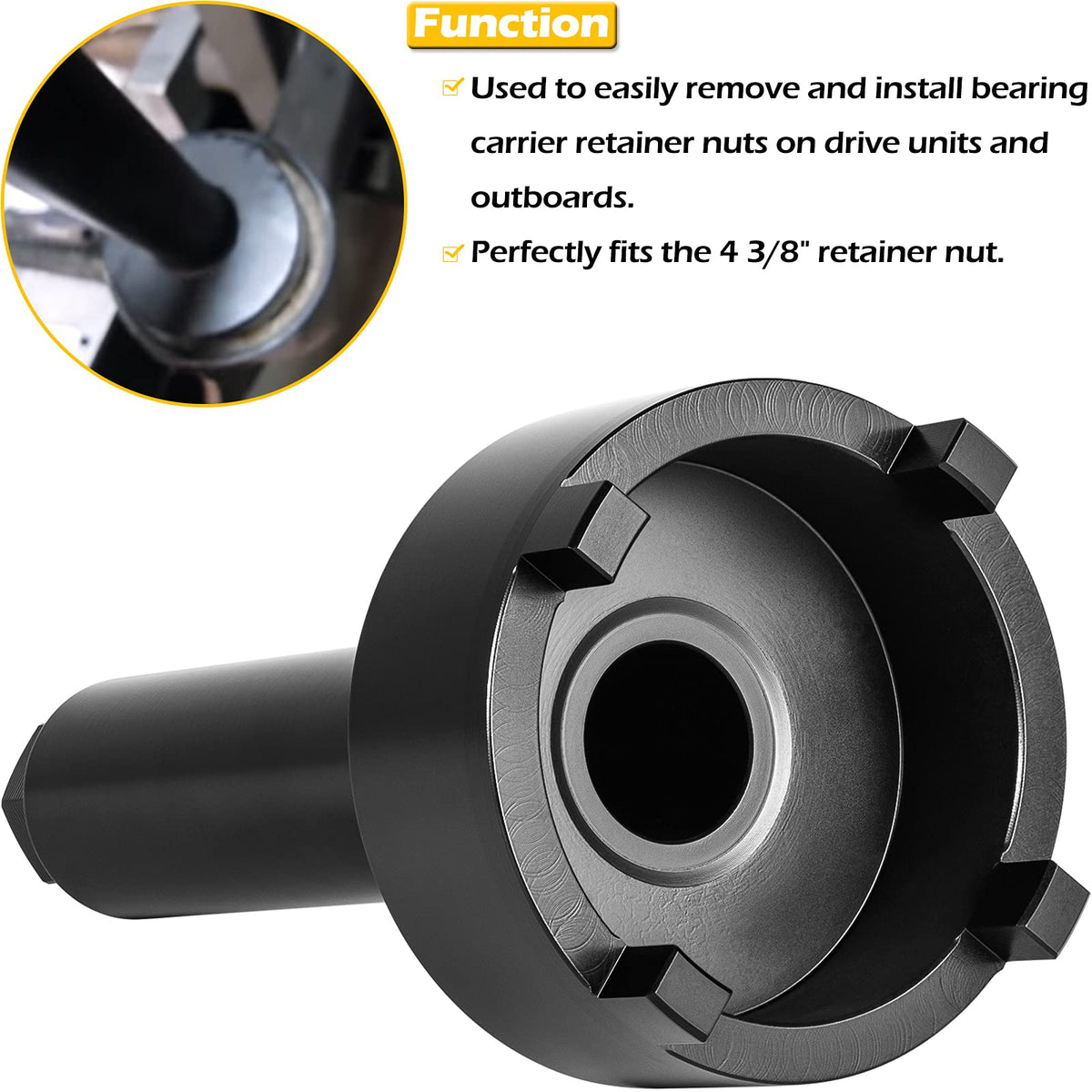 Bonbo wrench in use on a Mercruiser outdrive demonstrating easy removal