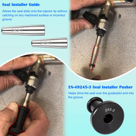 Bonbo technician installing new injector seals with tool ensuring leak-free fit