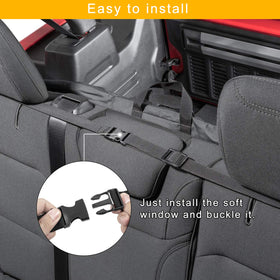 Bonbo bag mounted on rear seat showing secure strap and space-saving benefit