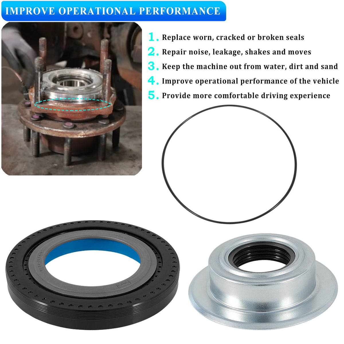 Bonbo outer tube oil seal detail highlighting durable rubber and corrosion-resistant steel