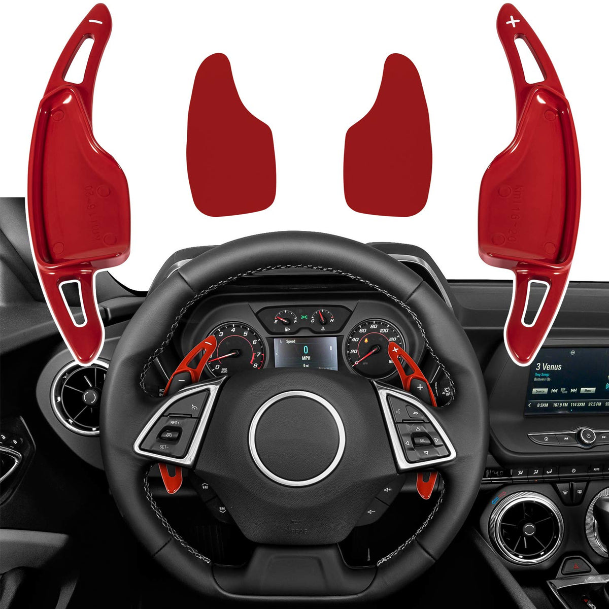 Bonbo front view of red paddle extension showing trim and fit for style