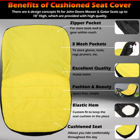 Bonbo seat cover installed on riding mower showing comfortable fit benefit