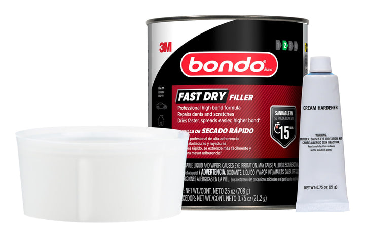 bondo front quart container showing product branding and fast-dry benefit