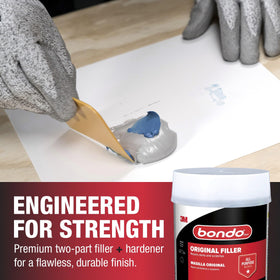 bondo hardener ampoule pictured with measured dosing for reliable cure