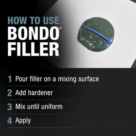 bondo product label and instructions close-up aiding correct application