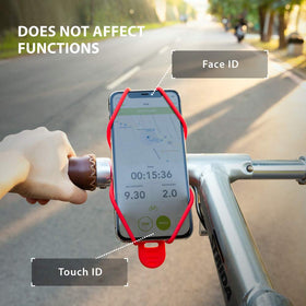 Bone mount attached to drop handlebars holding phone, secure navigation benefit while riding