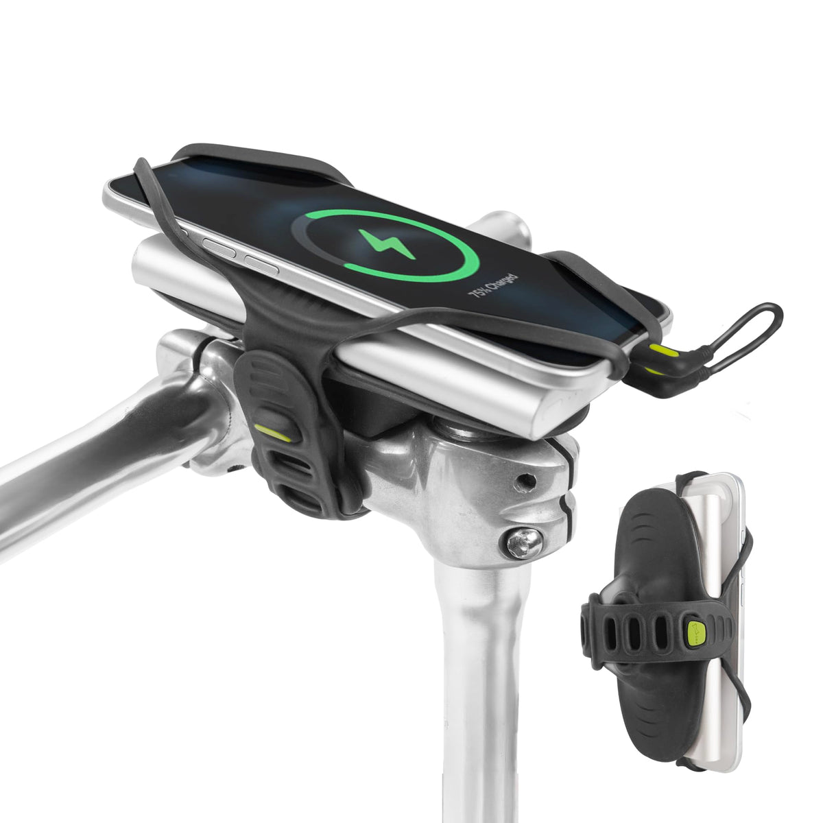 Bone front view of mount on stem showing compact fit and clear display