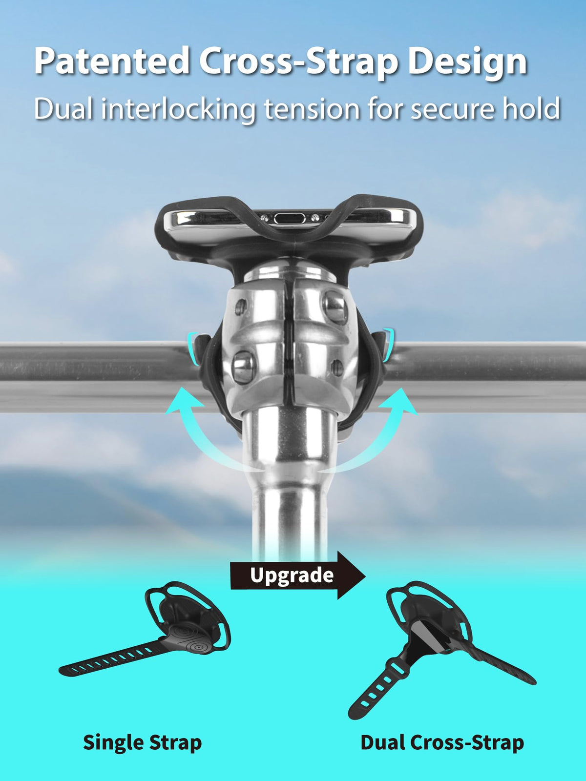Bone side profile of mount attached to bike stem demonstrating fit range