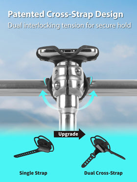Bone side profile of mount attached to bike stem demonstrating fit range
