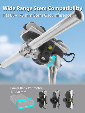 Bone scale image with ruler showing fit range on common bike stems