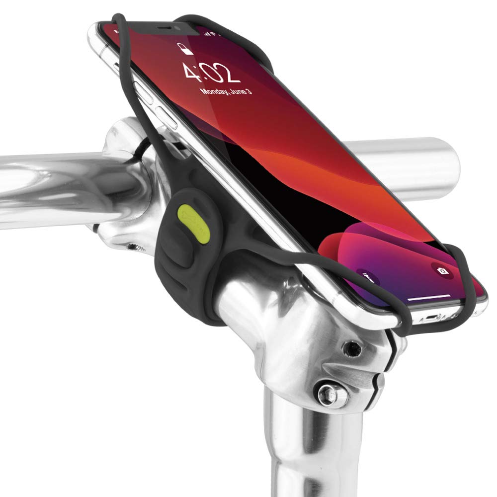 Bone front-mounted stem phone holder showing secure ride view