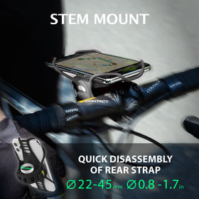 Bone mounted on bike stem with phone displaying navigation for hands-free use