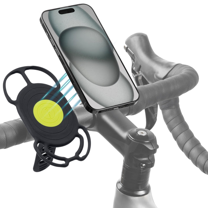 Bone Bike Tie 4 front handlebar view showing secure mount and clear screen access