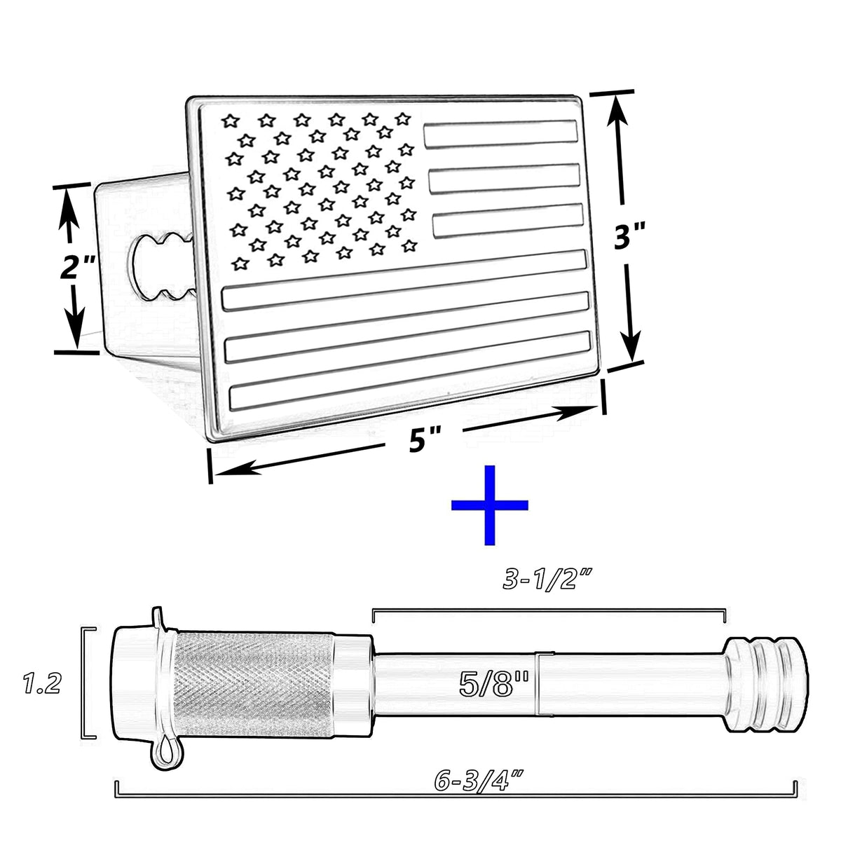 Bonrcea close-up of 5x3 inch aluminum flag emblem, showcases crisp detailing and corrosion resistance