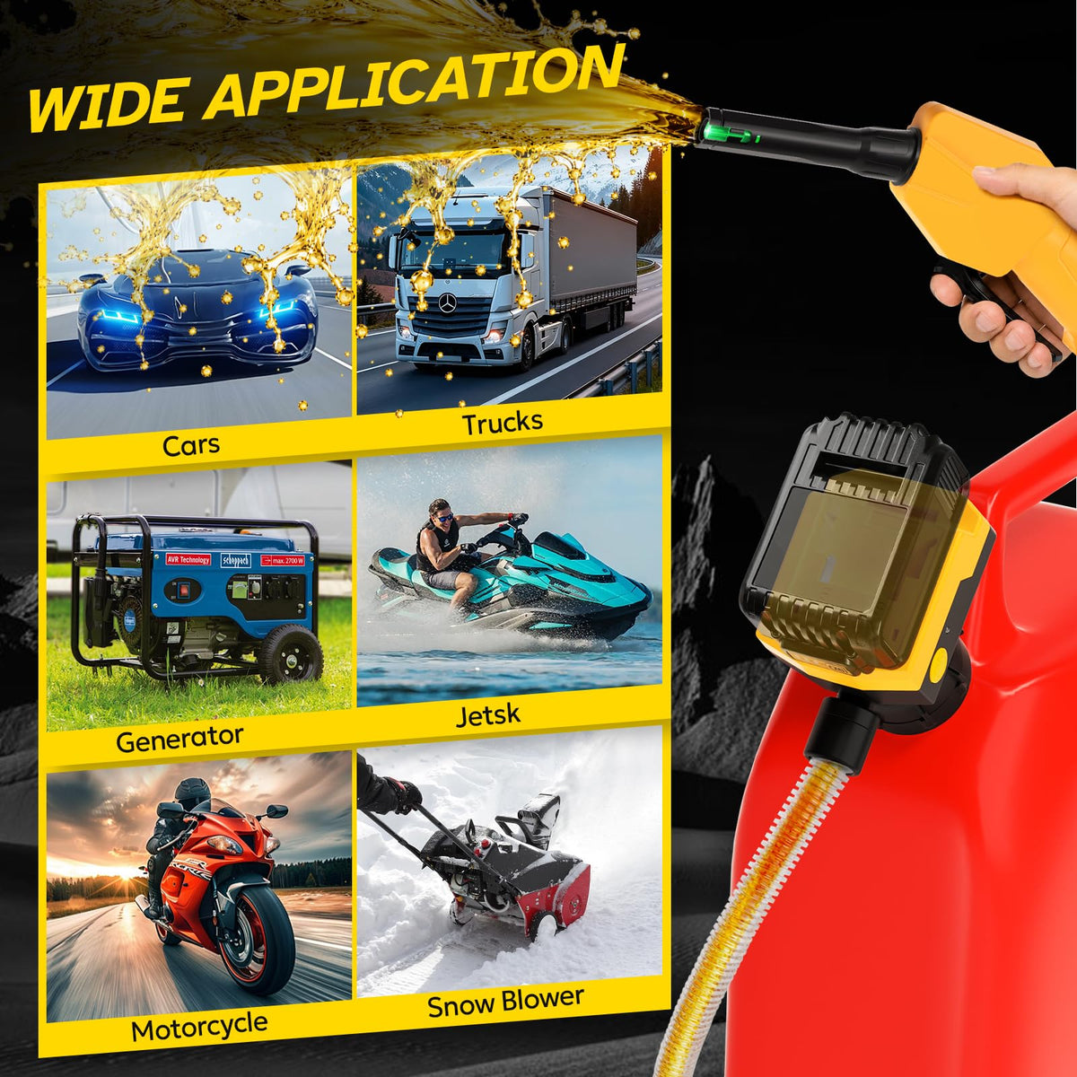 Bonviee pumping fuel into a lawnmower demonstrating faster refueling
