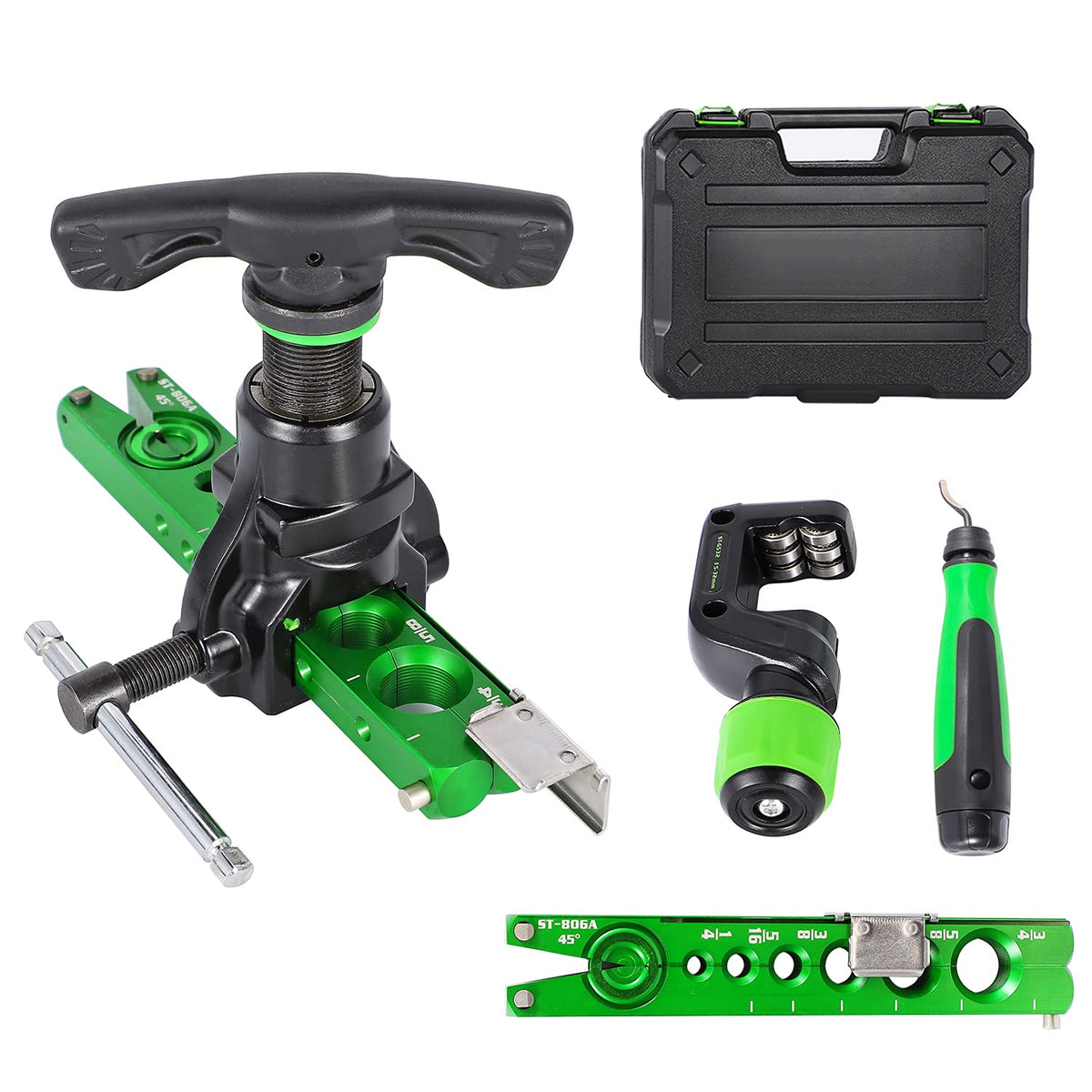 Bonvoisin front view of gantry and clamps showing compact portability and organized kit