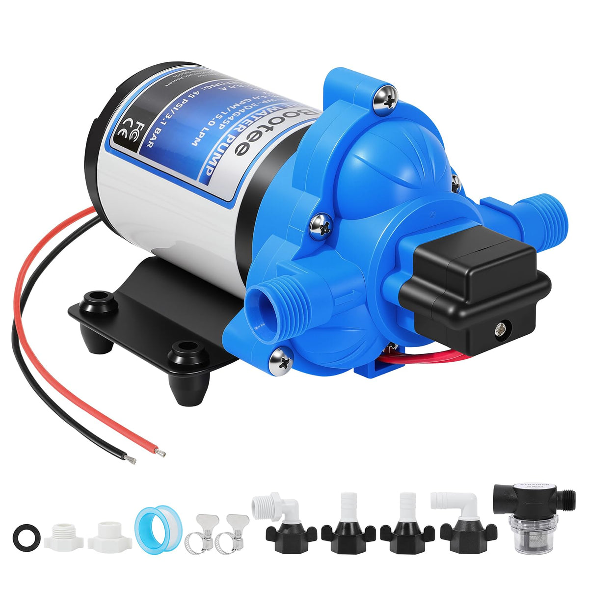 Bootee front view of pump showing ports and compact housing for easy installation