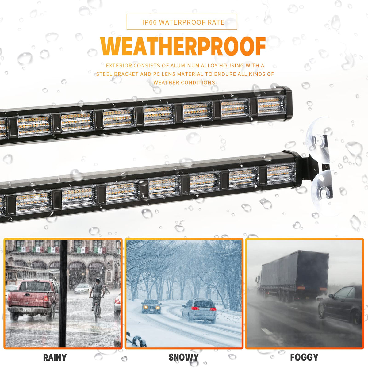 BooYu strong suction-cup mounts securing light bar to windshield for stability