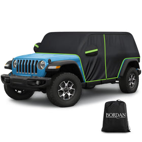 BORDAN front view cover fitted on Wrangler showing full cab protection