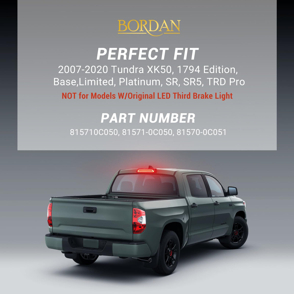 BORDAN lifestyle truck on wet road showing weatherproof performance and clear braking