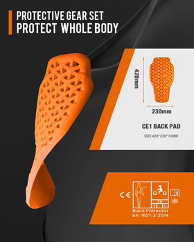 BORLENI close-up of CE Level 1 back protector highlighting protective structure and spine coverage benefit
