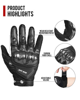 BORLENI gloves in use on motorcycle handlebars demonstrating real-world grip benefit