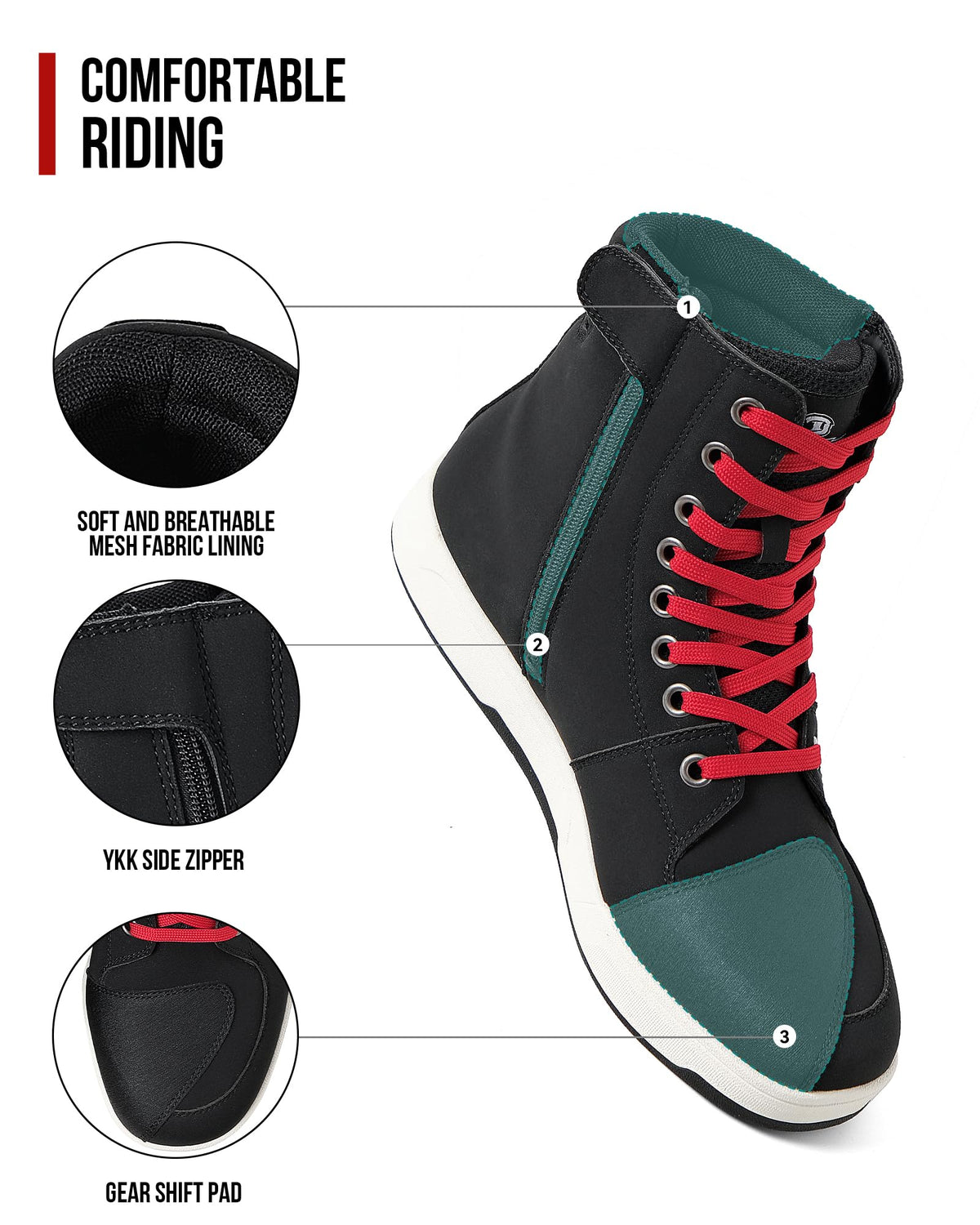 BORLENI microfiber gearshift panel protecting toes from abrasion